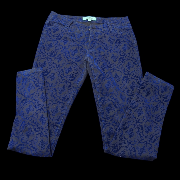 Karlie Pants - Karlie Velvet Blue Patterned Pants size Small